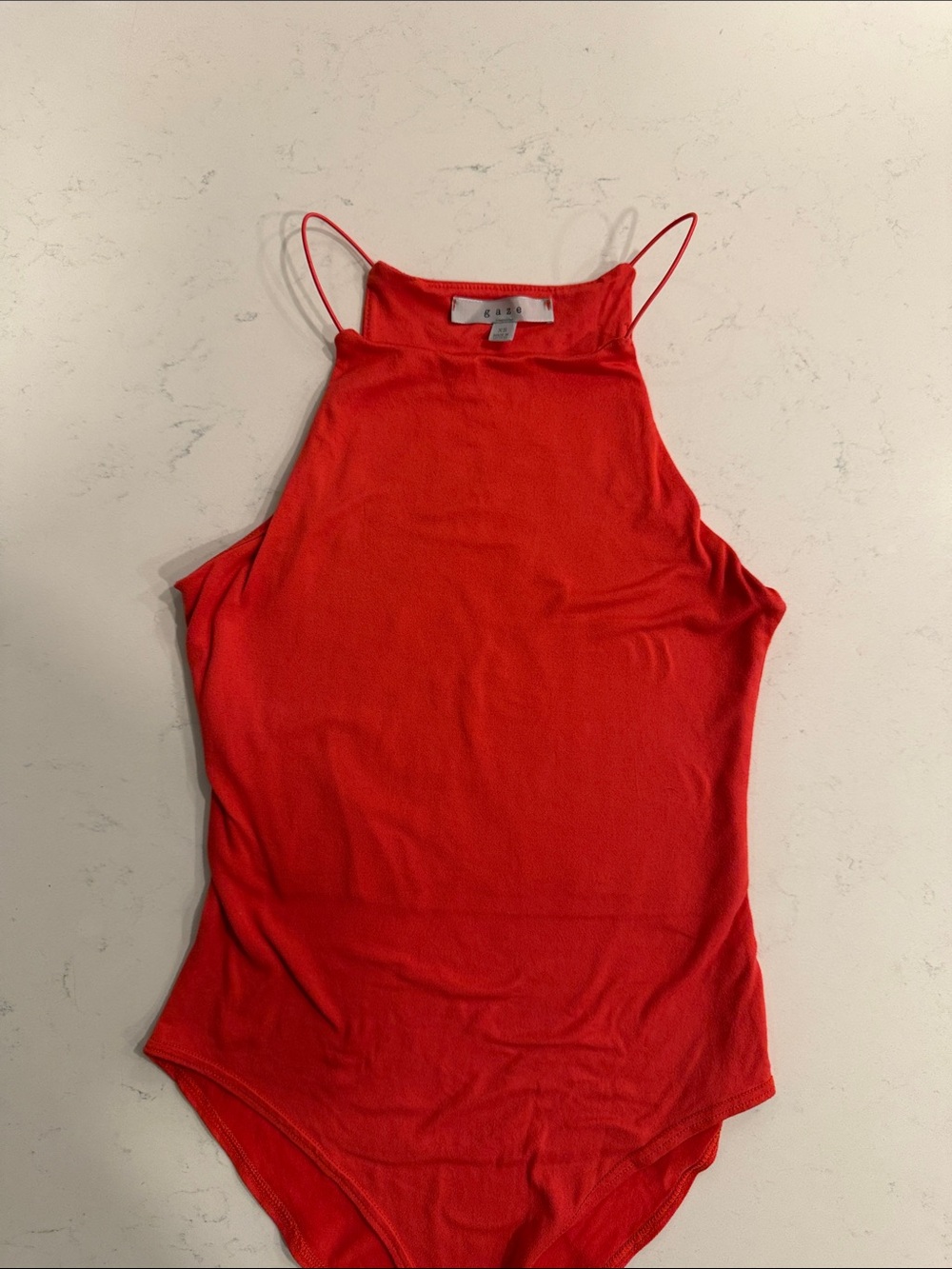 gaze Red High-Neck Sleeveless Bodysuit